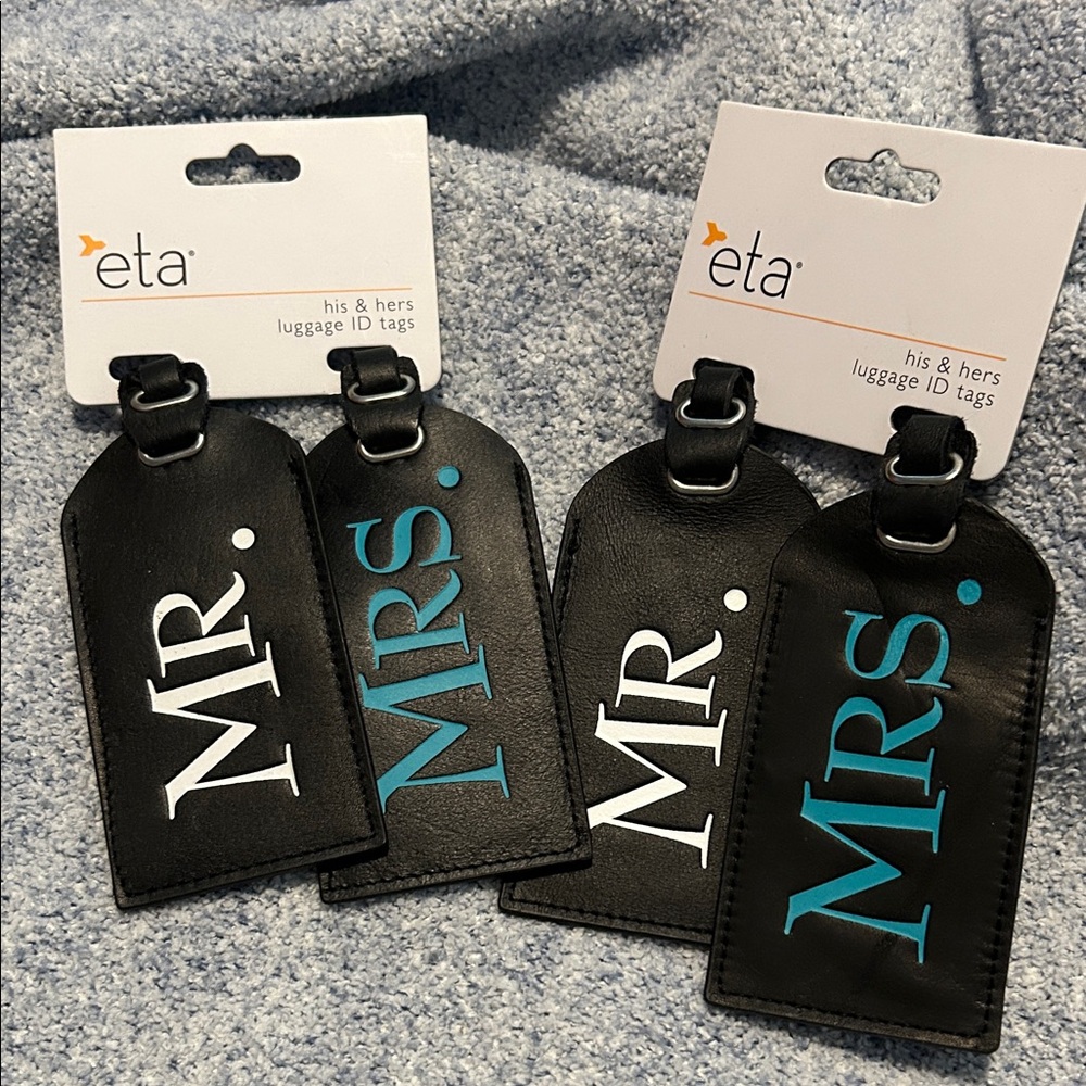 Black MR and MRS Luggage ID Tags